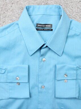 Geoffrey Beene Dress Shirt Mens 16 1/2, 34/35 Blue Classic Fit Wrinkle Free L/S